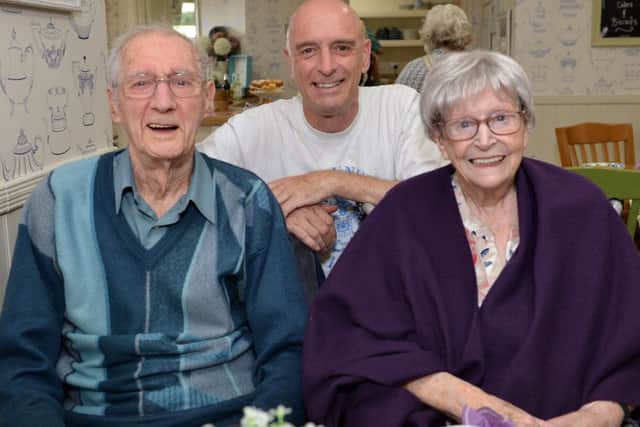Kingfisher Court Care Home along with Jigsaw Support held a 1940Ã¢Â¬"s themed dementia cafe, pictured is Dene Godfrey with his parents Alan and Glynis Godfrey