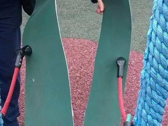 Yobs have shredded the seat of a swing at Ollerton skate park.