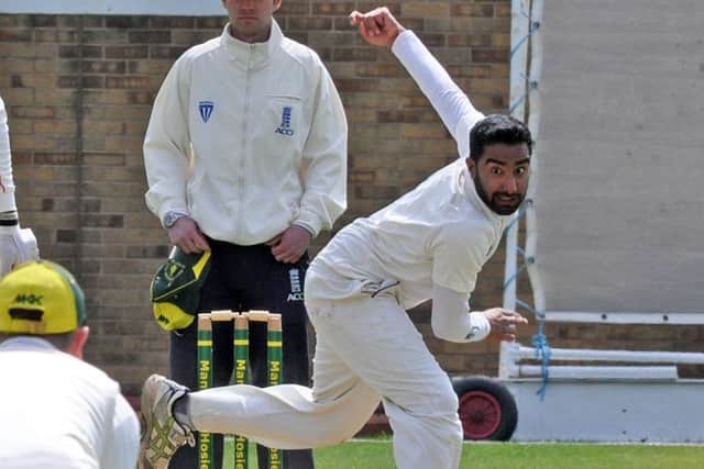 Mansfield Hosiery Mills v Welbeck Cricket Club.Hosiery Mills' Kunal Manek in bowling action against Welbeck on Monday.