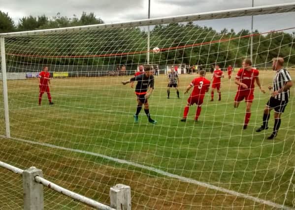 Action from the pre-season friendly between local-derby rivals, Clipstone and Blidworth. (PHOTO BY: Jim McIntosh)