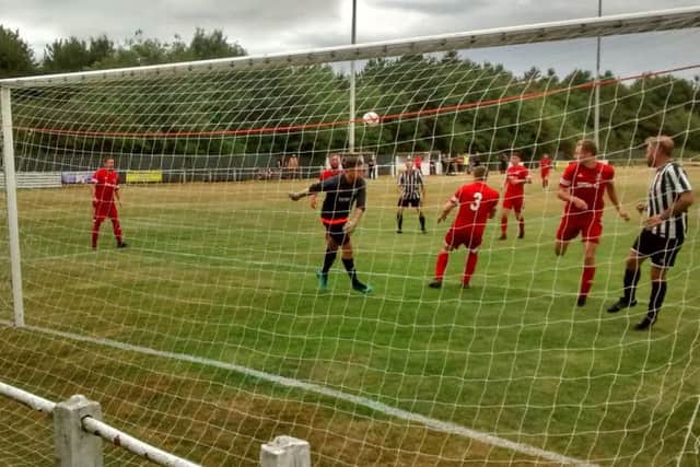 Action from the pre-season friendly between local-derby rivals, Clipstone and Blidworth. (PHOTO BY: Jim McIntosh)