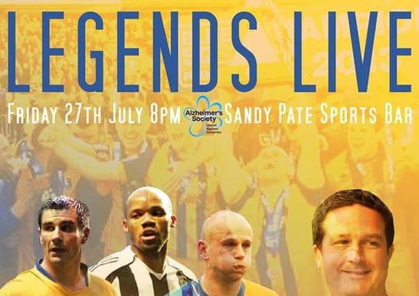 A poster for the 'Legends LIVE event at Mansfield Town this Friday.