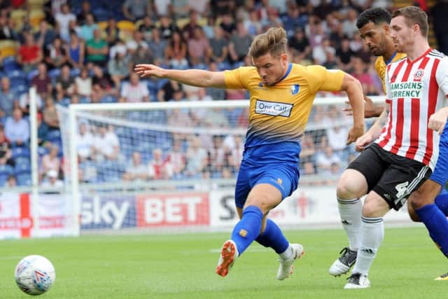 Mansfield Town v Sheffield United.Alex McDonald in second half action.