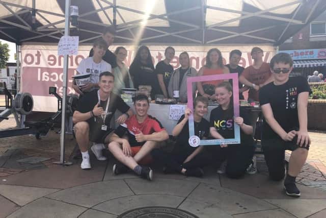 The youngsters on the NCS scheme are at Sutton market today to raise money for good causes