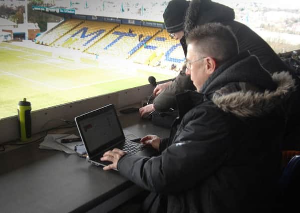 Stags Reporter John Lomas at work

Mansfield Town v Yeovil Town - Skybet League Two - One Call Stadium - Saturday 20 Feb 2016 - Photographer Steve Uttley