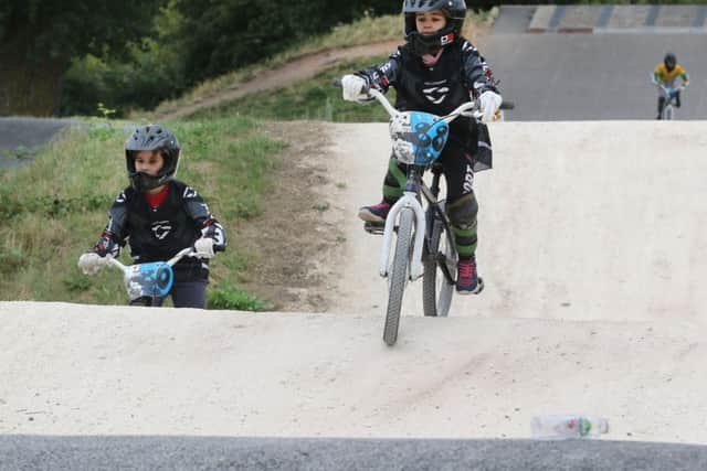 Summer Festival, Carr Lane Park, trying out the BMX track