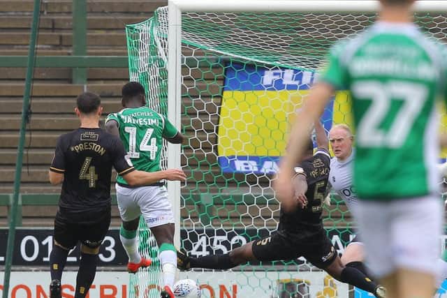 Picture by Gareth Williams/AHPIX.com; Football; Sky Bet League Two; Yeovil Town v Mansfield Town; 11/8/18  KO 15:00; Huish Park; copyright picture; Howard Roe/AHPIX.com; Yeovil's Dialland Jaiyesimi give sthem the lead against Mansfield