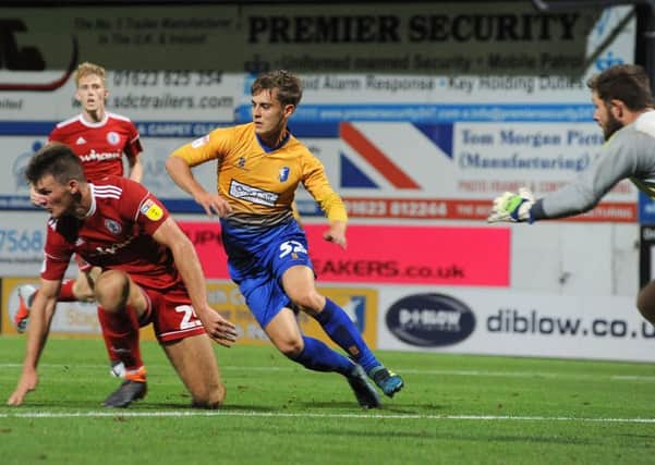 Mansfield Town v Accrington Stanley. 
Danny Rose gets close late in the second half.