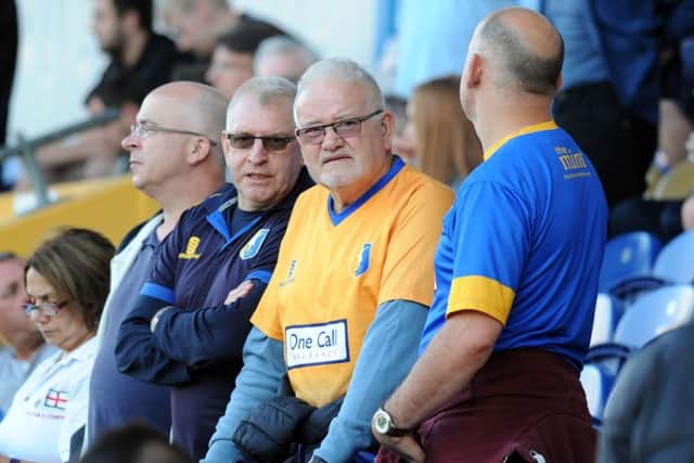Mansfield Town v Accrington Stanley fans. Pic by Anne Shelley.