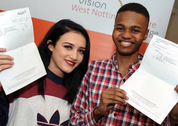 Vision West Notts A Level results.
Olivia Beavers and Katlego Mokhuoa who both achieved two A's and one B in their chosen subjects.