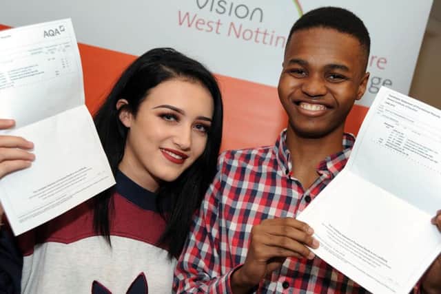 Vision West Notts A Level results.
Olivia Beavers and Katlego Mokhuoa who both achieved two A's and one B in their chosen subjects.