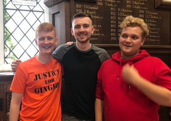 Celebrating their A level results at Queen Elizabeth's School , Mansfiield: From left: Joseph Bradford , Brandon Smith and Jack Sansom.