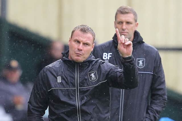 Picture by Gareth Williams/AHPIX.com; Football; Sky Bet League Two; Yeovil Town v Mansfield Town; 11/8/18  KO 15:00; Huish Park; copyright picture; Howard Roe/AHPIX.com; David Flitcroft directs play at Yeovil