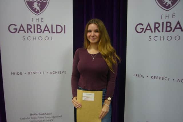 Samaya Ramsdale celebrates her A level results.