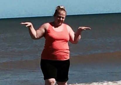 BEFORE -- how mum Clare Gunby looked before she joined Slimming World.