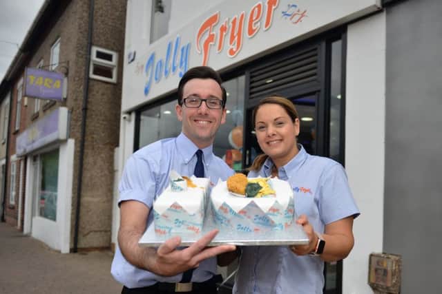 The Jolly Fryer, Kirkby-In-Ashfield are celebrating 10th year in business, pictured is owners Theo and Christina Tsiolas