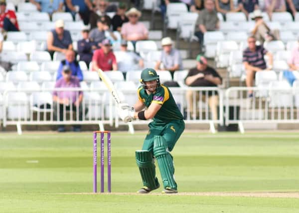 Nottinghamshire Outlaws v Derbyshire Falcons, top scoing Riki Wessels' big hitting included a brutal 28 off one over from Hamidullah Qadri