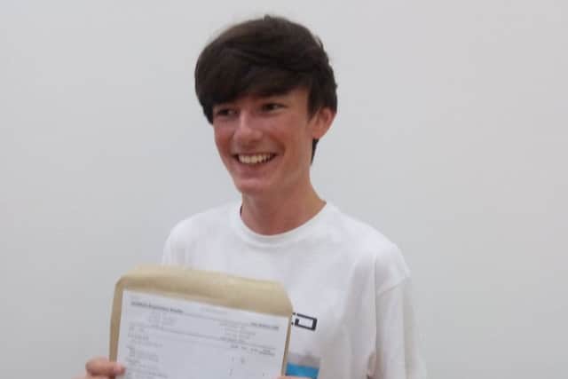 Samworth Chruch Academy student Liam Carr celebrates his GCSE results.
