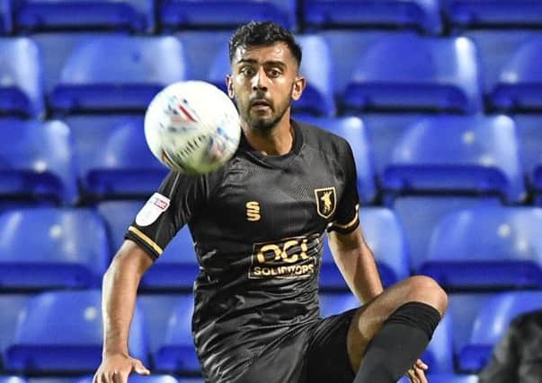 Mansfield Town's Malvind Benning watches the ball: Picture by Steve Flynn/AHPIX.com, Football: Sky Bet League Two match Tranmere Rovers -V- Mansfield Town at Prenton Park, Birkenhead, Merseyside, England copyright picture Howard Roe 07973 739229