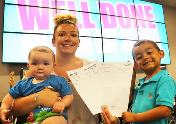 Stephanie Walsh achieved grade 5s in maths and English at West Notts College, while raising daughter Sofia and son Noah