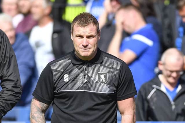 Mansfield Town Manager David Flitcroft: Picture by Steve Flynn/AHPIX.com, Football: Sky Bet League Two match Macclesfield Town -V- Mansfield Town at Moss Rose, Macclesfield, Cheshire, England copyright picture Howard Roe 07973 739229
