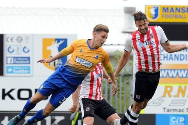 Mansfield Town v Exeter City.
Danny Rose flies in to try and level but goes wide.