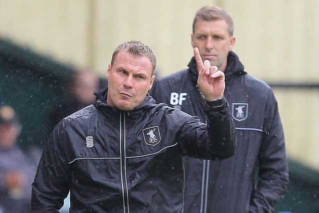 Stags boss David Flitcroft with assistant Ben Futcher.