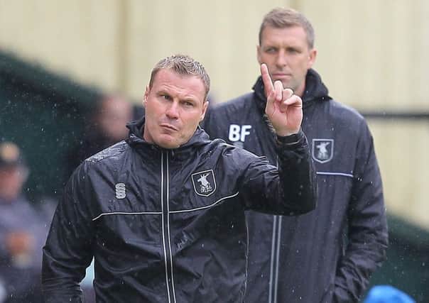 Stags boss David Flitcroft with assistant Ben Futcher.