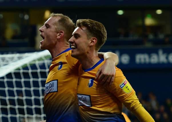 Picture by Howard Roe/AHPIX.com;Football;Skybet;Carabao Cup; Round 2
West Bromwich Albion v Mansfield Town
28/8/2018  KO 8.00 pm; The Hawthorns;
copyright picture;Howard Roe;07973 739229

Stag's Danny Rose celebrates with the goalscorer Neal Bishop