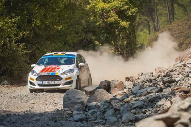 Phil Hall guiding Tom Williams on the tough roads of Turkey. (PHOTO BY: M-Sport/JWRC).
