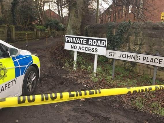 Police cordon in St John's Place, Mansfield