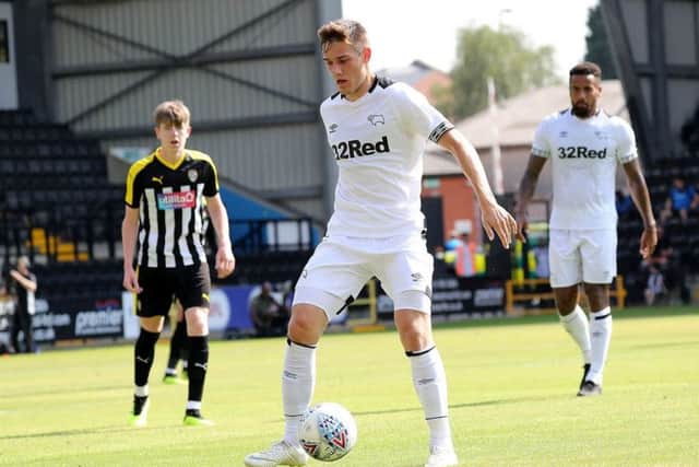 Timi Elsnik in action for Derby County.