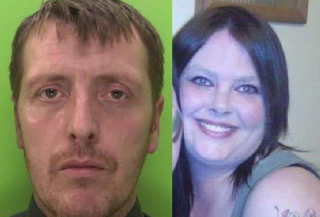 Michael Foster, 39, has been found guilty of murdering partner Paula Harris, 44, at their Mansfield home. Images: Nottinghamshire Police.