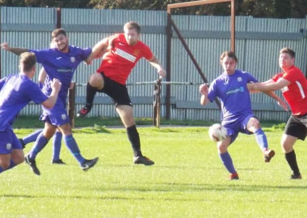 Action from Teversals defeat at home to Heanor Town. (PHOTO BY: Keith Parnill).