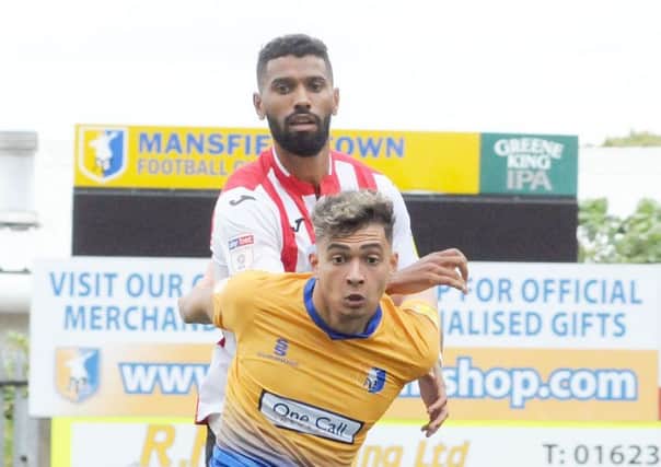 Mansfield Town v Exeter City.
Tyler Walker waits on the ball early in the second half.