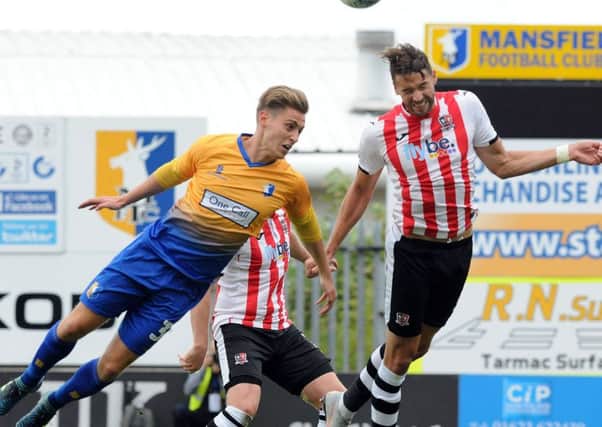 Mansfield Town v Exeter City.
Danny Rose flies in to try and level but goes wide.