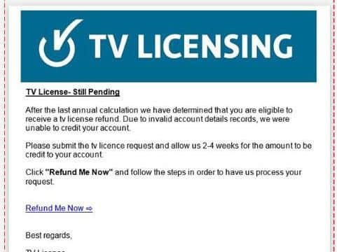 A copy of the scam email.