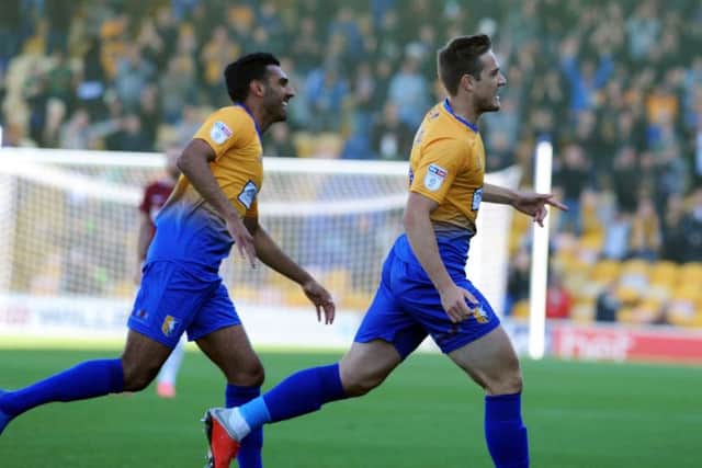 Mansfield Town v NorthamptonTimi Elsnik celebrates his first half goal.