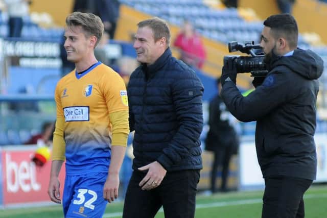 Mansfield Town v Northampton
Danny Rose and manager, David Flitcroft are all smiles after the match.