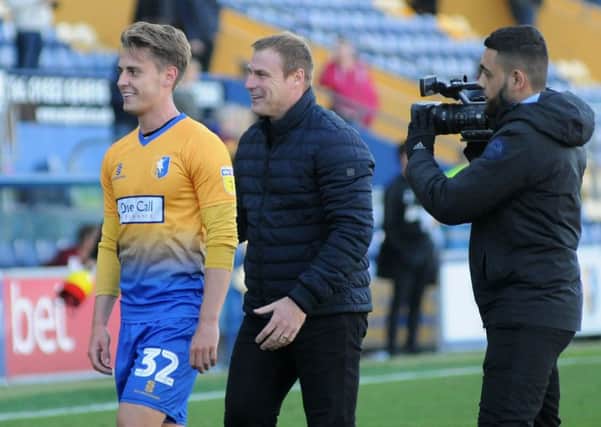 Mansfield Town v Northampton
Danny Rose and manager, David Flitcroft are all smiles after the match.