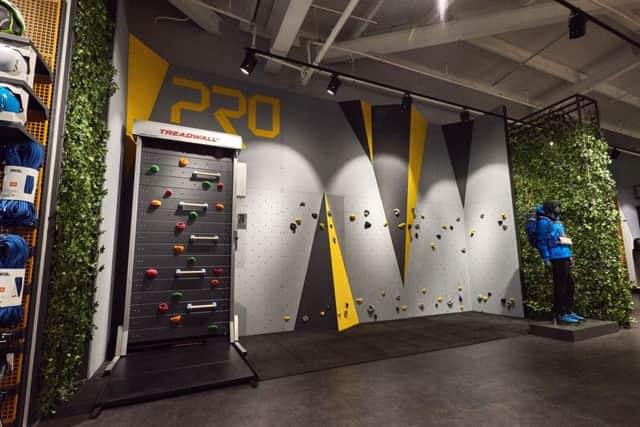 The in-house climbing walls, which are an innovative feature of the new Pro superstore in Shirebrook.