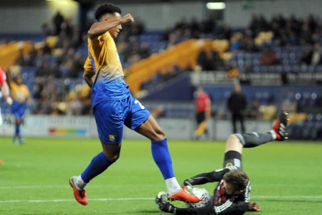 Mansfield Town v Wolves U21Jordan Graham gets close in the first half.
