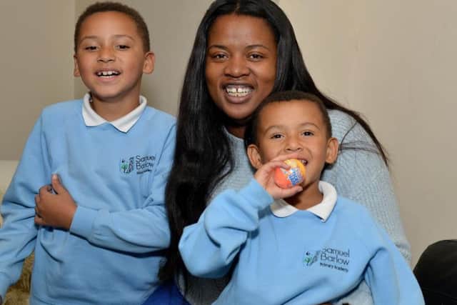 Kinnisha Lawrence, 27 and her sonsDontay Cooper, 7, and Fletcher Cooper, 4, from Clipstone, are celebrating black history month.