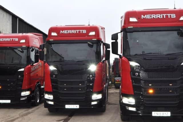 Part of Merritts' fleet of trucks.