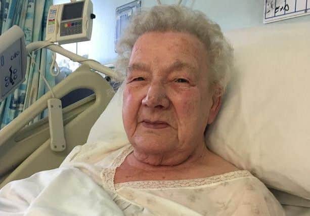 Audrey in hospital following the burglary.