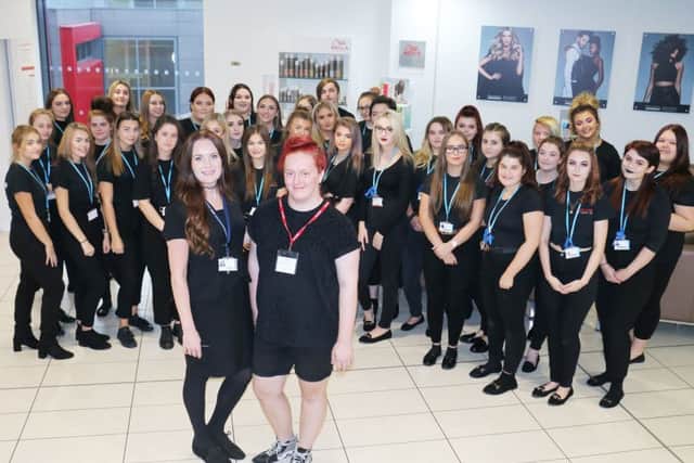 The students carefully applied make-up for the challenge set for them by Ashley