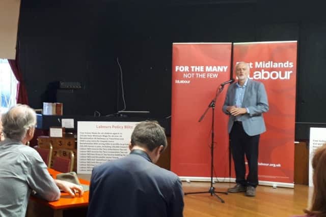 Corbyn speaking at a member's event in Annesley.