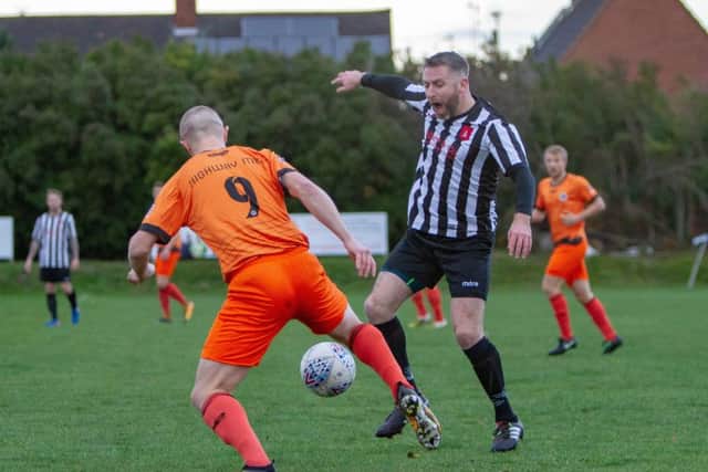 Action from Clipstones 5-1 defeat at home to Newark Flowserve on Saturday. (PHOTO BY: Daniel Walker)