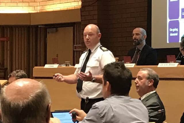 Chief constable Craig Guildford speaking at Ashfield District Council.