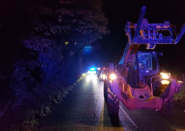 A stolen JCB was stopped near Selston on Friday night and its driver arrested after a joint police pursuit across county lines.